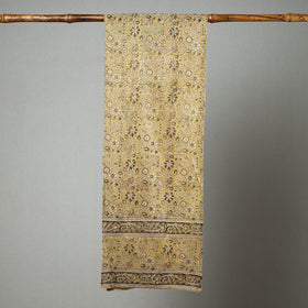 Yellow Pedana Kalamkari Block Printed Natural Dyed Cotton Stole