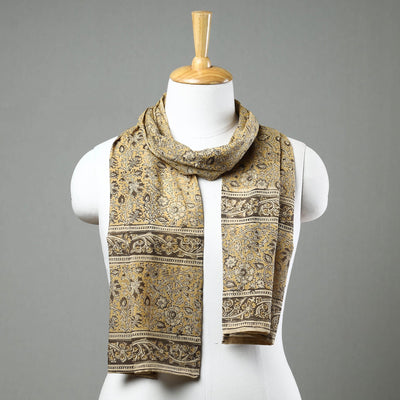 Yellow Pedana Kalamkari Block Printed Natural Dyed Cotton Stole
