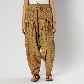 Yellow - pedana kalamkari block printing cotton elasticated