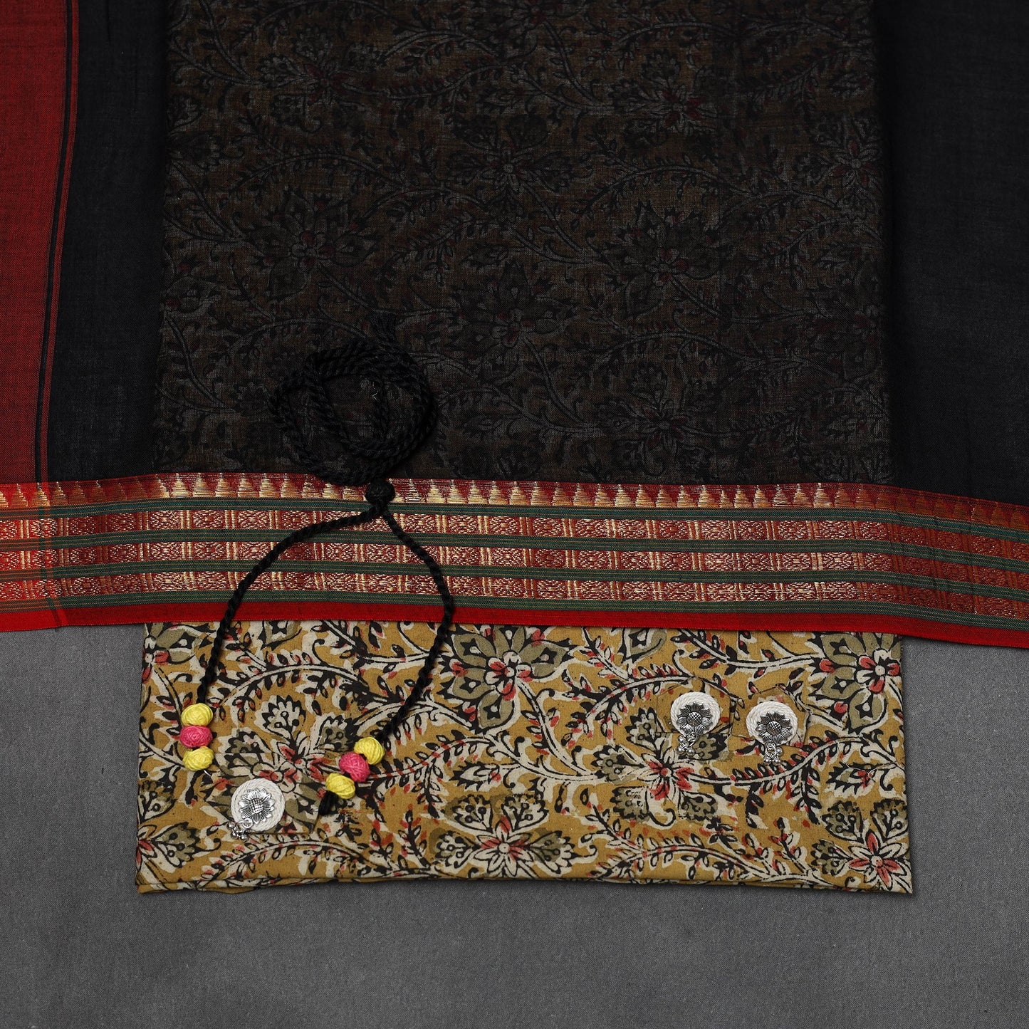 Pedana kalamkari cotton 2pc unstitched dress material