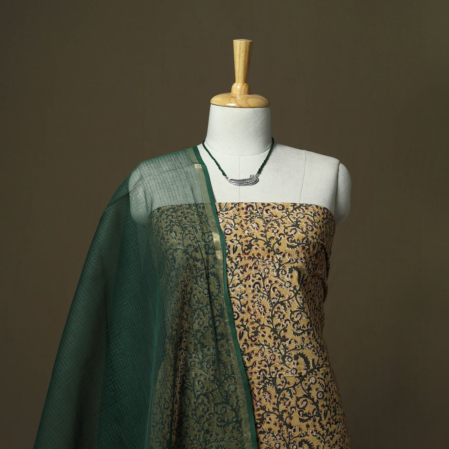 Pedana kalamkari hand block print natural dyed cotton 2pc