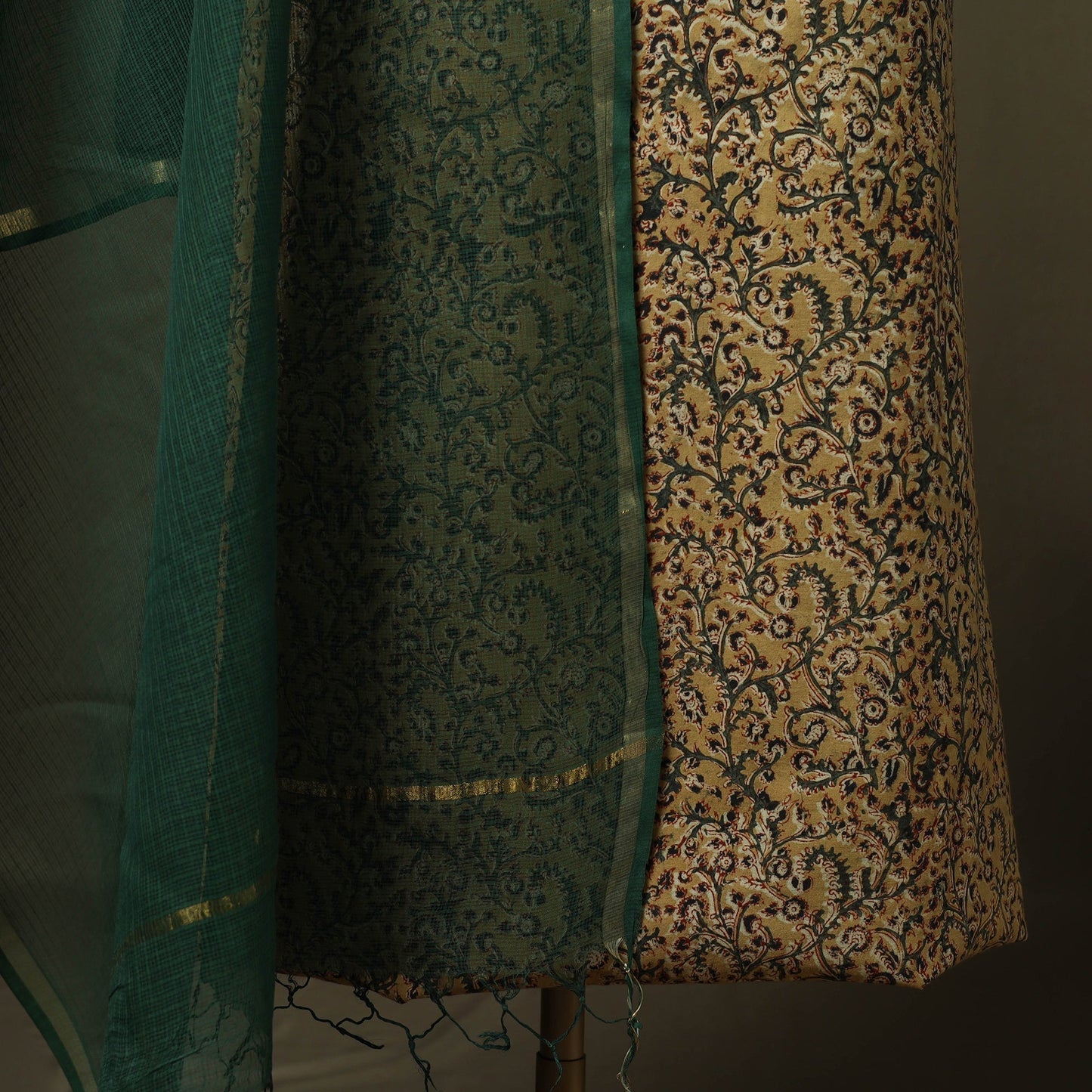 Pedana kalamkari hand block print natural dyed cotton 2pc