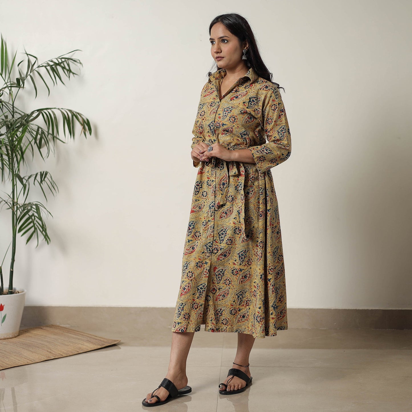 Buy Pedana Kalamkari Block Printed Cotton Dress 12 Online at iTokri.com