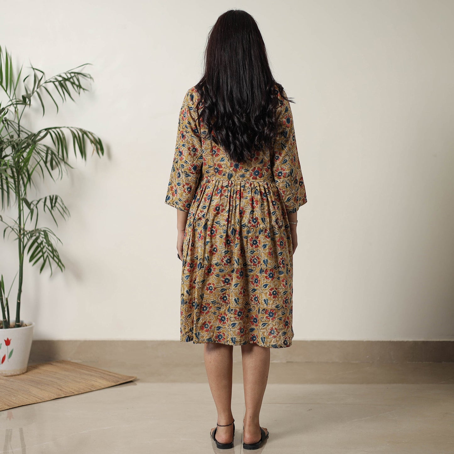  Pedana Kalamkari Block Printed Cotton Flared Dress 01 