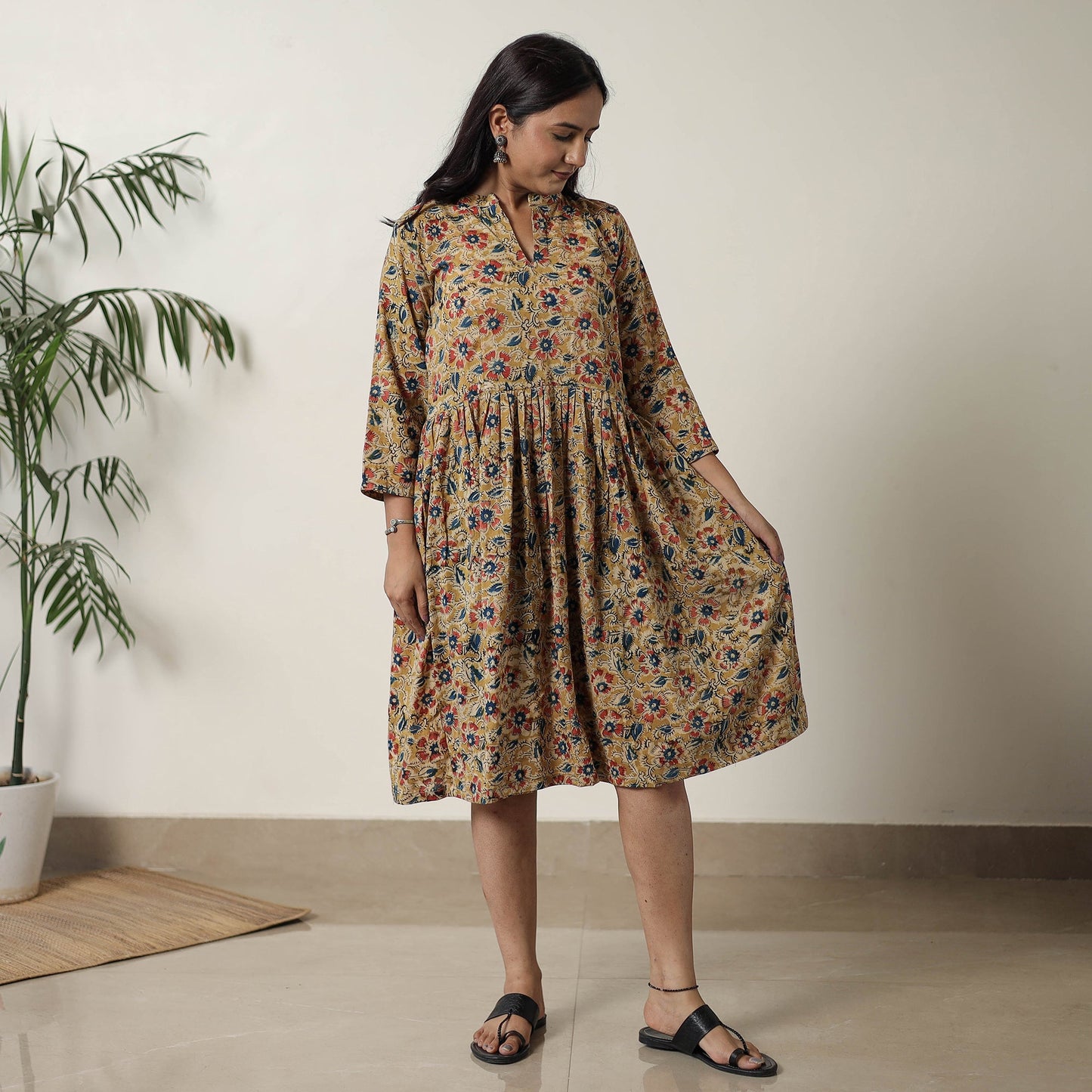  Pedana Kalamkari Block Printed Cotton Flared Dress 01 