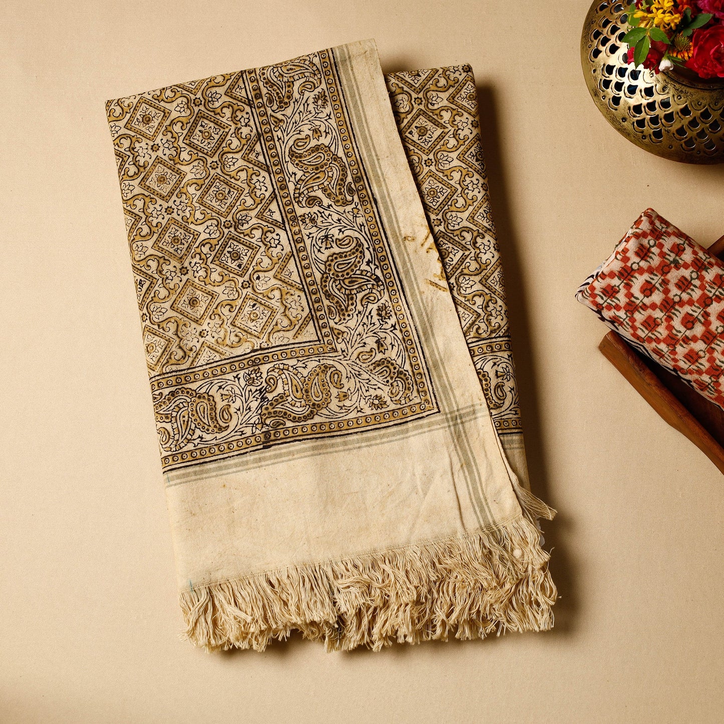  Pedana Kalamkari Block Printed Handloom Cotton Towel 