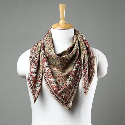 Yellow Pedana Kalamkari Block Printed Natural Dyed Cotton Scarf