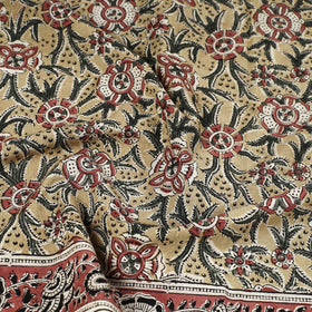Yellow Pedana Kalamkari Block Printed Natural Dyed Cotton Scarf