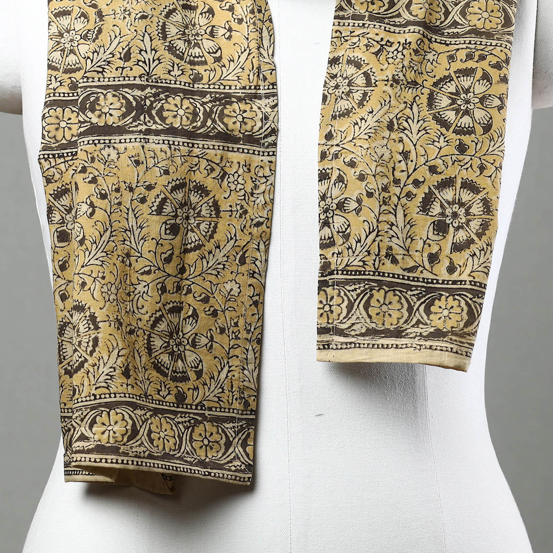 Yellow Pedana Kalamkari Block Printed Natural Dyed Cotton Stole