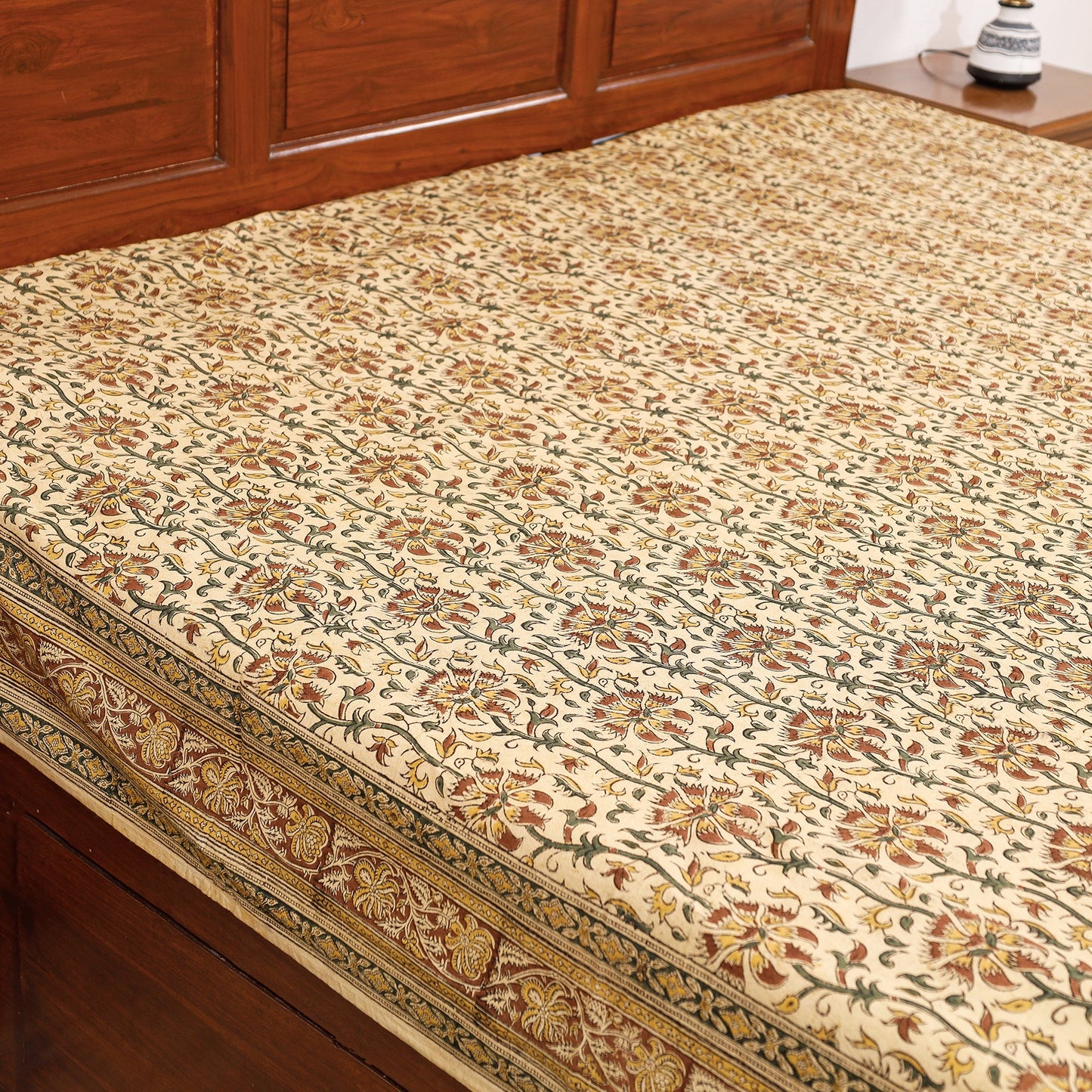  Pedana Kalamkari Block Printing Cotton Double Bed Cover 