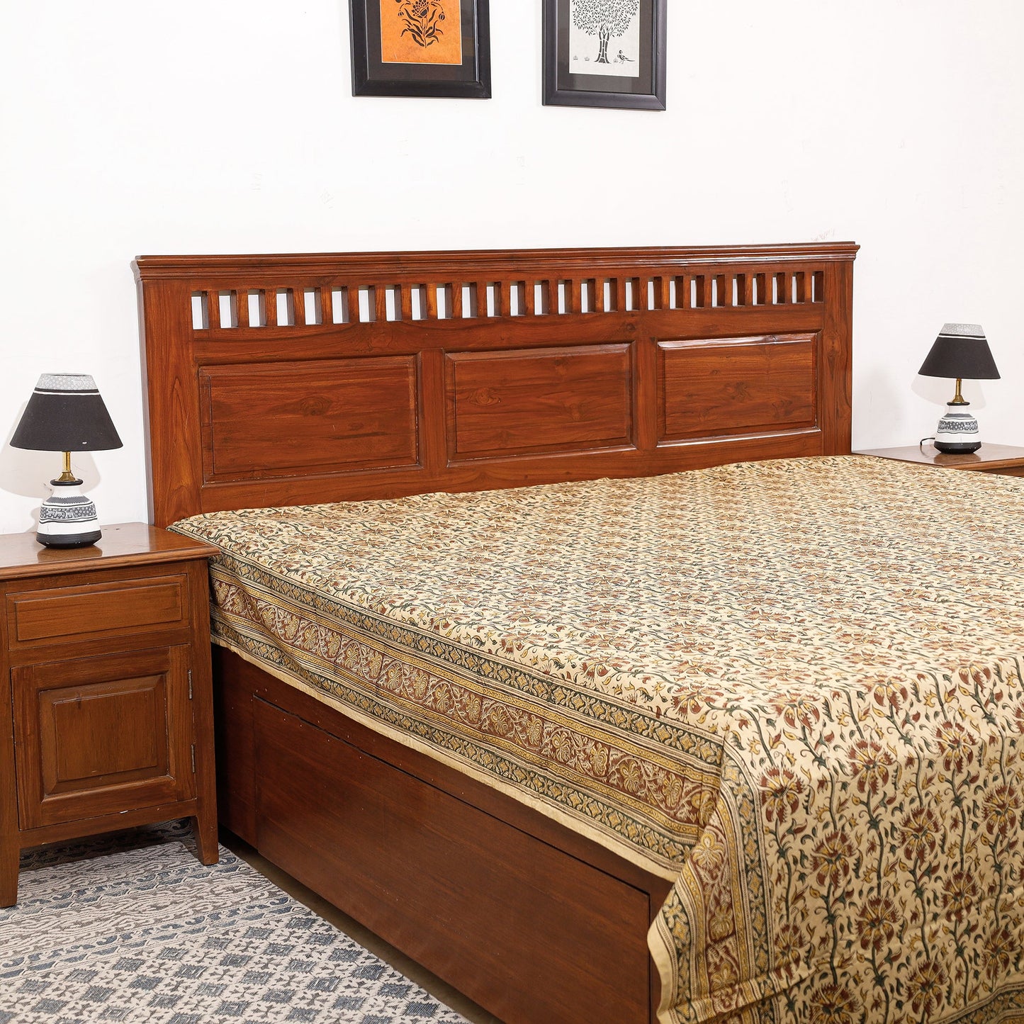  Pedana Kalamkari Block Printing Cotton Double Bed Cover 