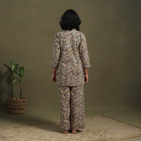 Yellow Pedana Natural Dyed Block Print Kalamkari Co-ord Set 