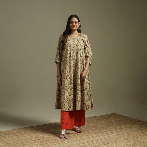 Yellow - pedana natural dyed cotton hand embroidery a-line