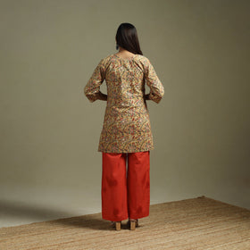 Yellow - pedana natural dyed cotton short kalamkari kurta