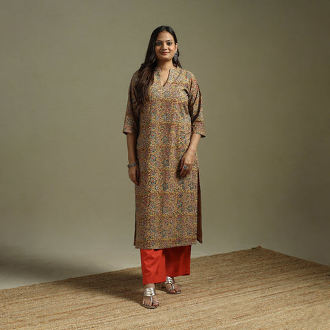 Yellow - pedana natural dyed cotton straight kalamkari