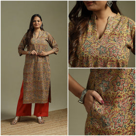 Yellow - pedana natural dyed cotton straight kalamkari