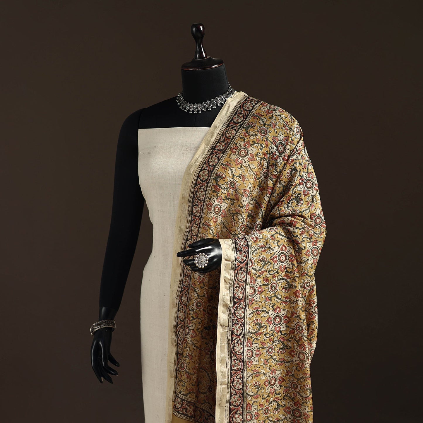 Orange - pedana natural dyed hand kalamkari dupatta