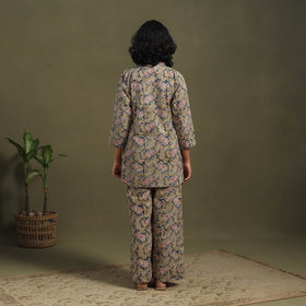 Yellow Pedana Natural Dyed Block Print Kalamkari Co-ord Set 