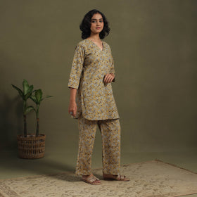 Yellow - pedana natural dyed kalamkari co-ord set 09