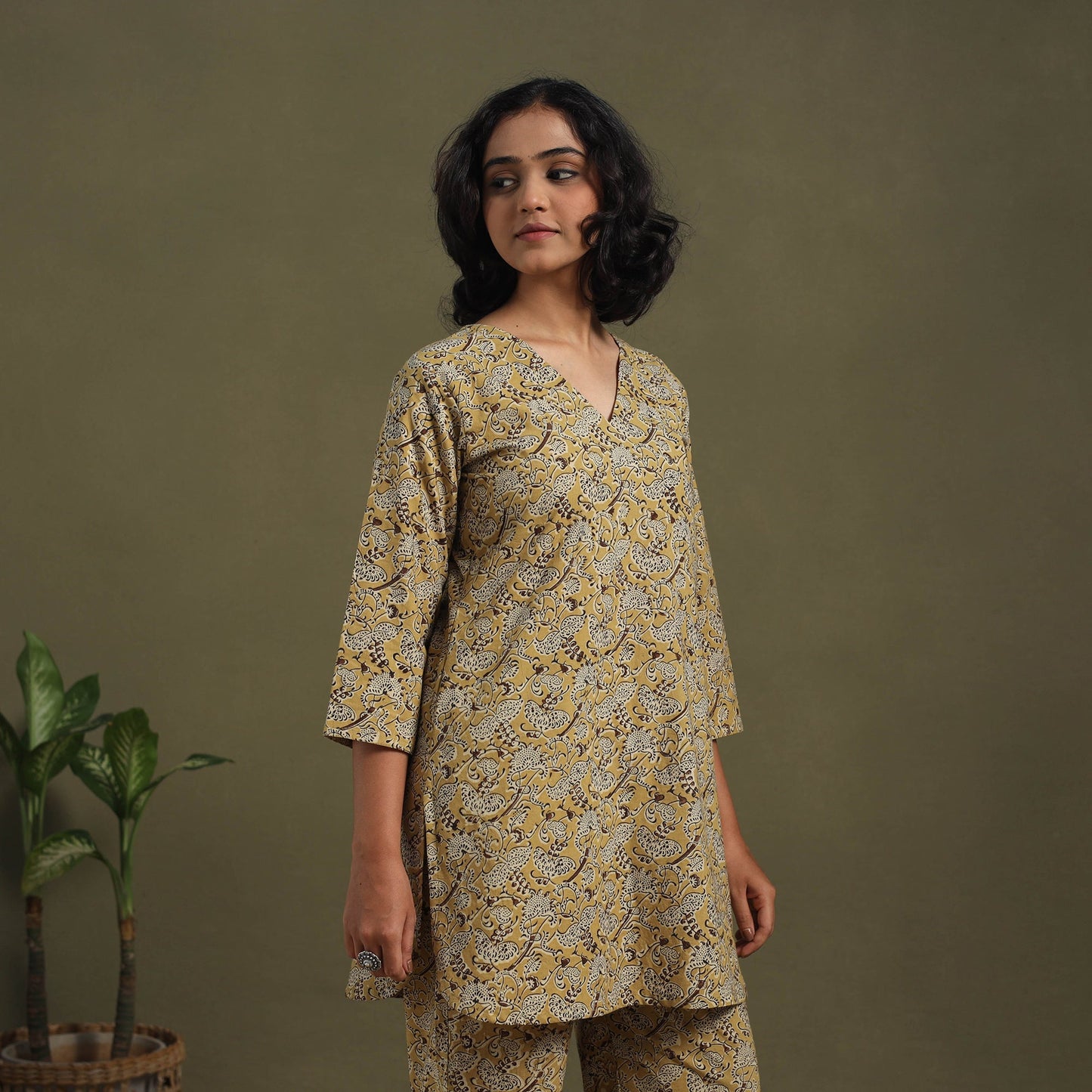 Yellow - pedana natural dyed kalamkari co-ord set 09