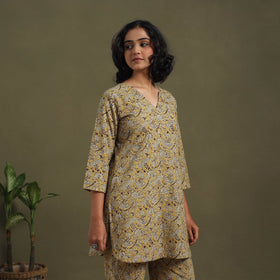 Yellow - pedana natural dyed kalamkari co-ord set 09