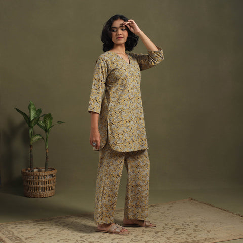 Yellow - pedana natural dyed kalamkari co-ord set 09
