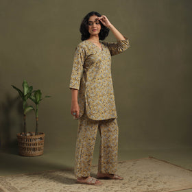 Yellow - pedana natural dyed kalamkari co-ord set 09