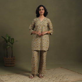 Yellow - pedana natural dyed kalamkari co-ord set 09