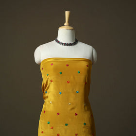 Phulkari hand embroidered crepe silk 3pc unstitched dress
