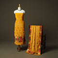 Phulkari hand embroidered crepe silk 3pc unstitched dress