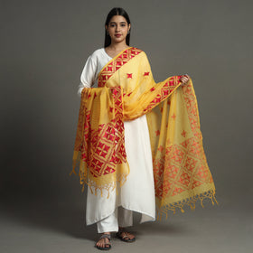  Phulkari Hand Embroidery Kota Doria Chanderi Silk Dupatta with Tassels 15 