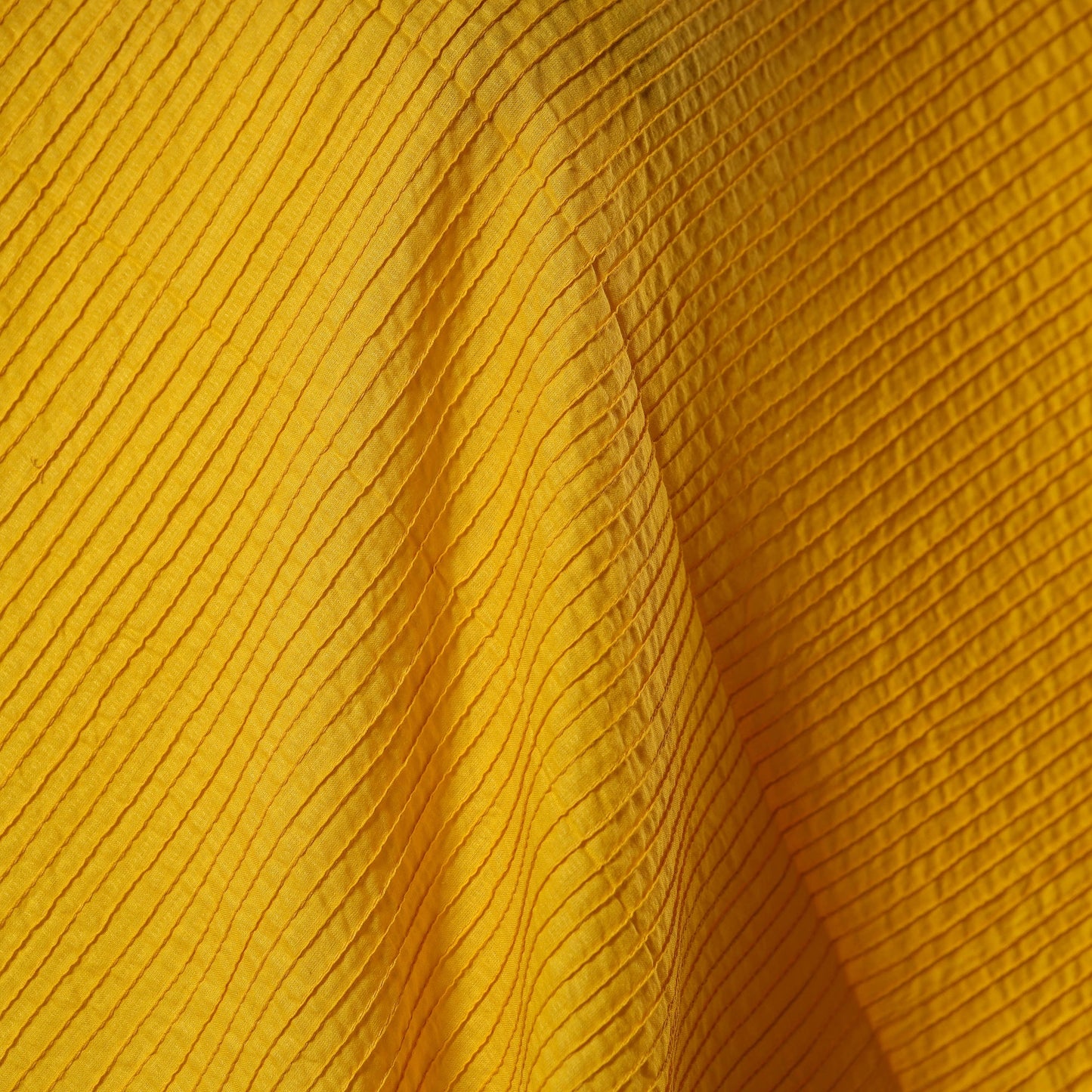 Yellow - pintuck plain cotton fabric 05 - handcrafted