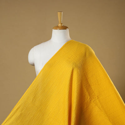 Yellow - pintuck plain cotton fabric 05 - handcrafted
