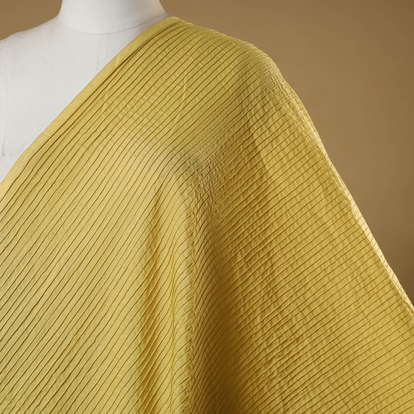Yellow - pintuck plain cotton fabric 08 - handcrafted