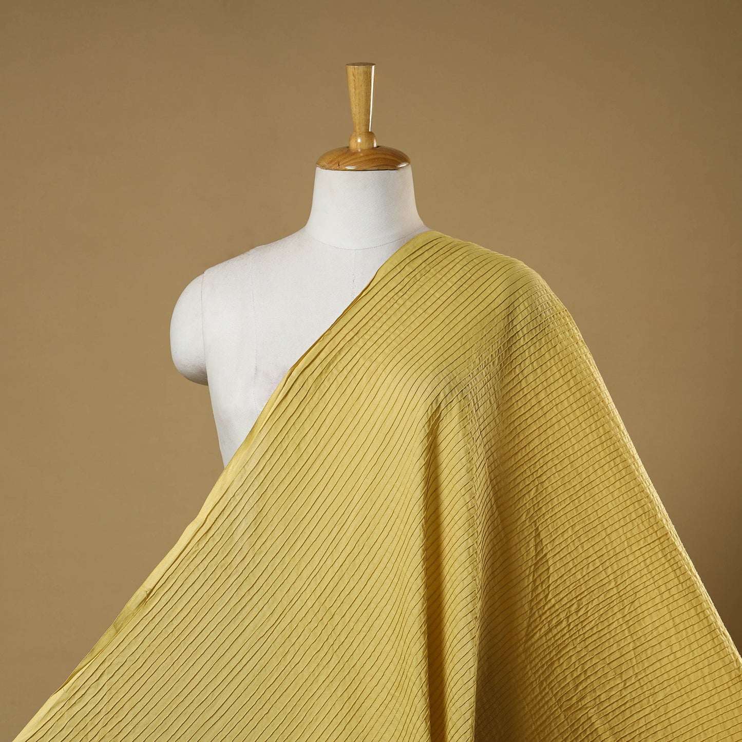 Yellow - pintuck plain cotton fabric 08 - handcrafted