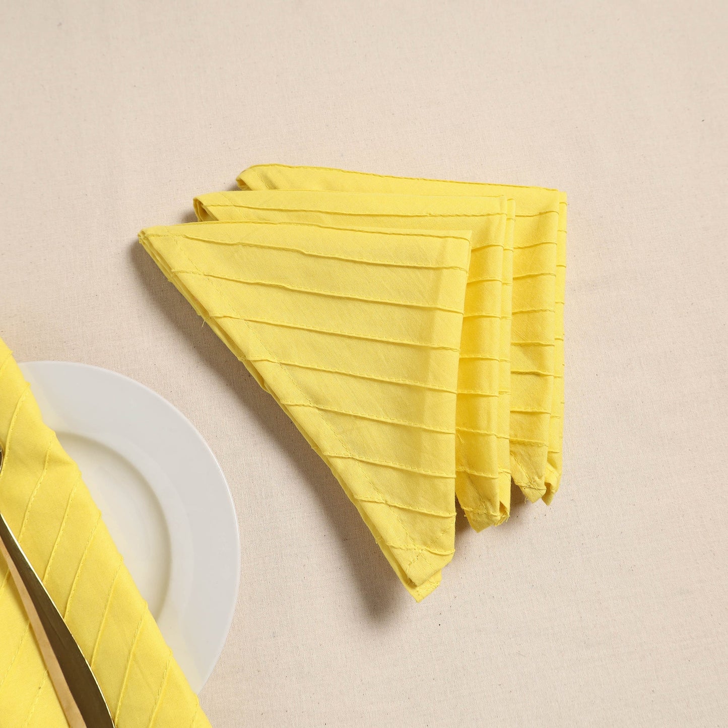 Pintuck plain table napkin (set of 4) 03 - handcrafted