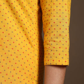 Yellow - pintuck straight cotton jacquard kurta 11