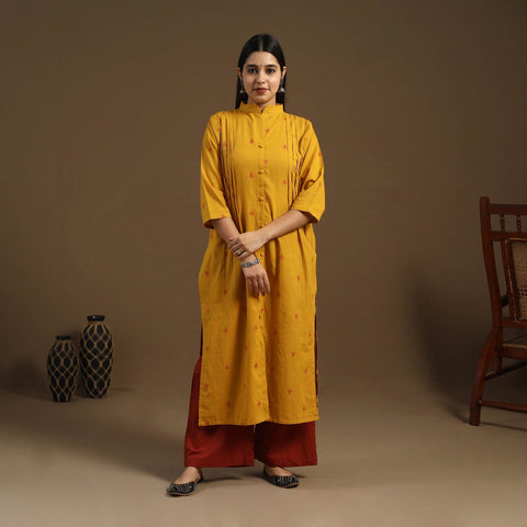  Pintuck Straight Cotton Jacquard Kurta for Women