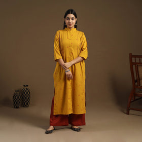  Pintuck Straight Cotton Jacquard Kurta for Women