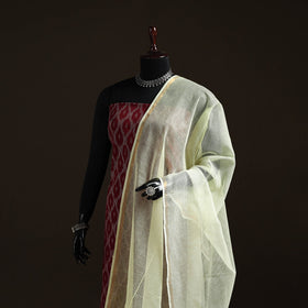 Plain cotton kota doria dupatta 01 - handcrafted