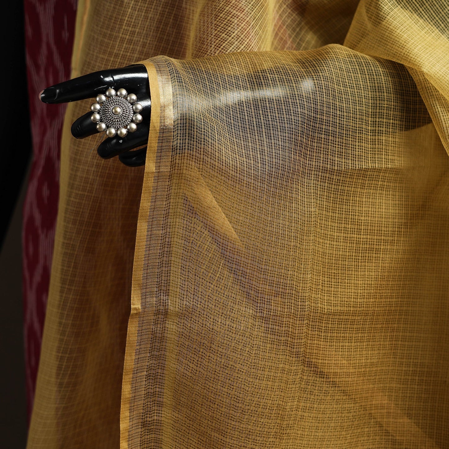 Plain cotton kota doria dupatta 04 - handcrafted