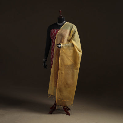 Plain cotton kota doria dupatta 04 - handcrafted