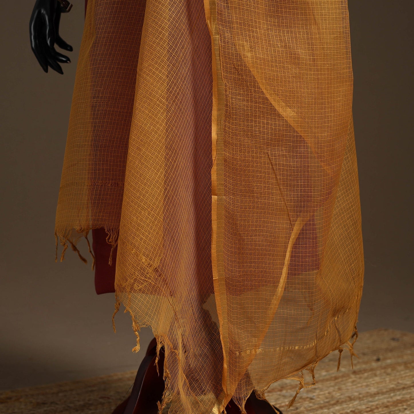 Plain cotton kota doria dupatta 11 - handcrafted