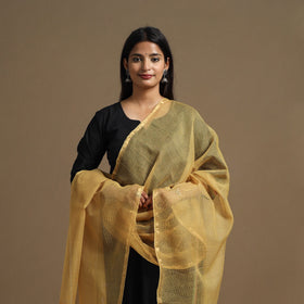 Buy Yellow Plain Cotton Kota Doria Dupatta