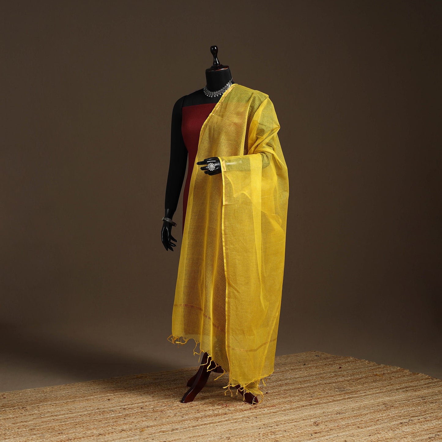 Plain cotton kota doria dupatta 16 - handcrafted