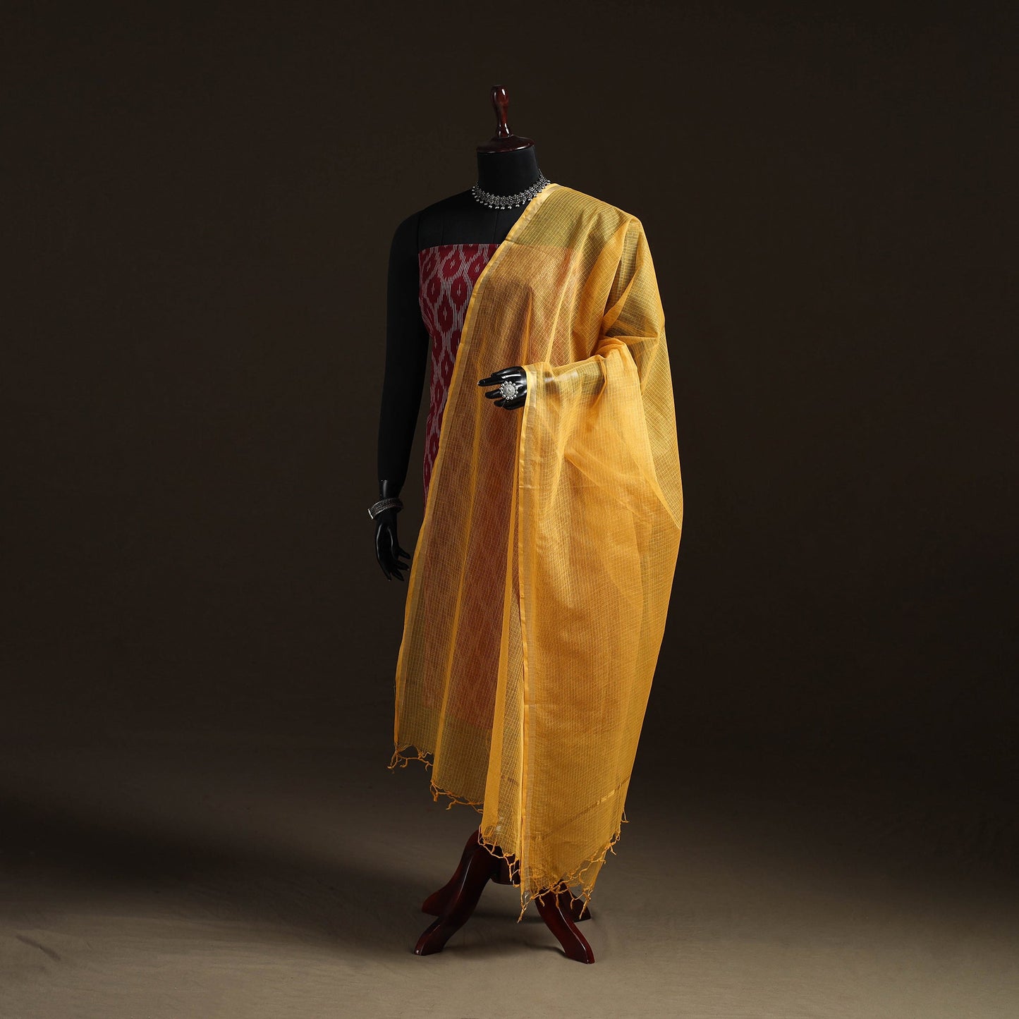 Plain cotton kota doria dupatta 21 - handcrafted