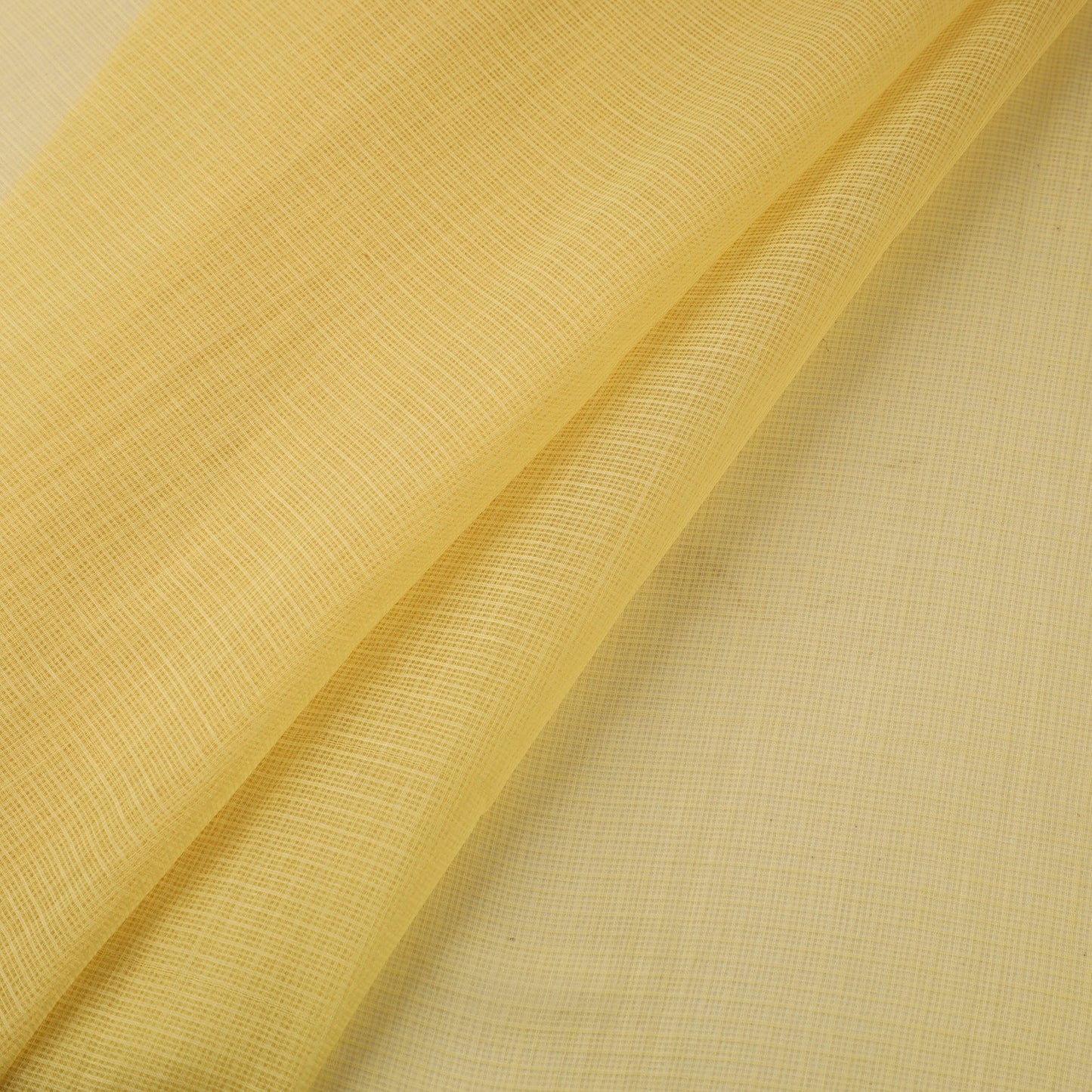 Yellow Plain Cotton Kota Doria Fabric 