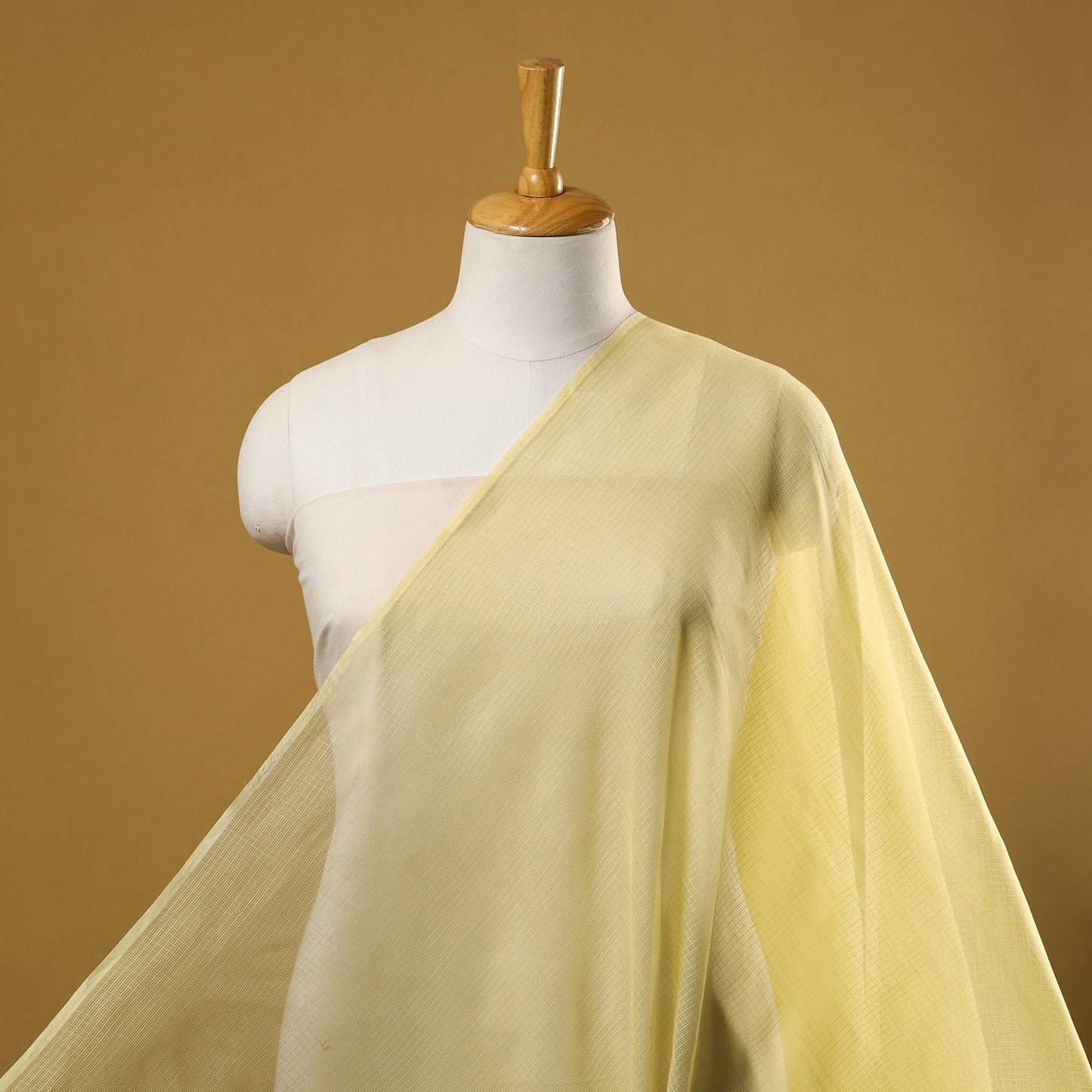 Yellow Plain Cotton Kota Doria Fabric 