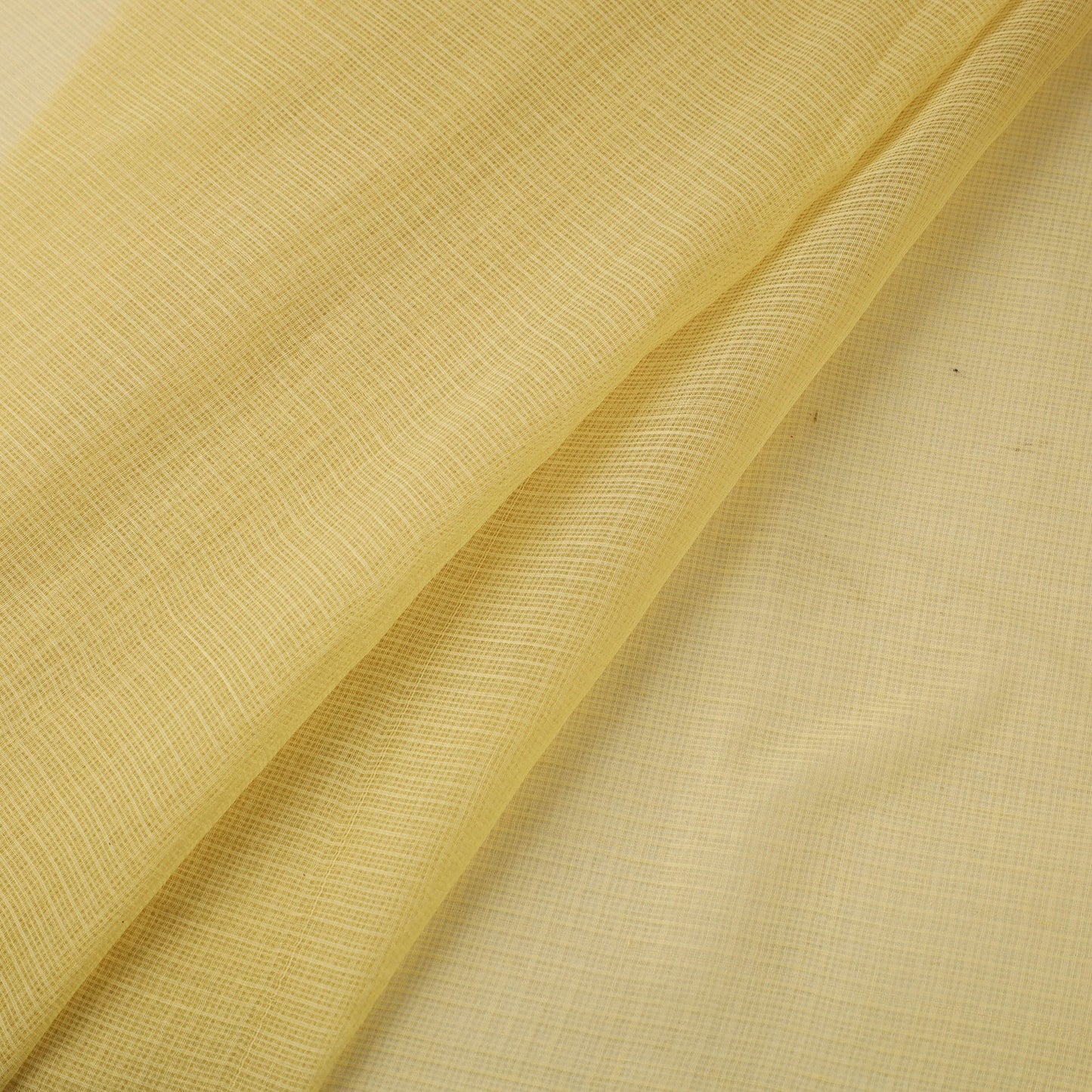 Yellow Plain Cotton Kota Doria Fabric 