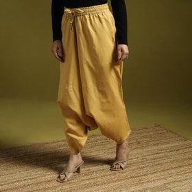Yellow - plain flex cotton elasticated harem pant 19